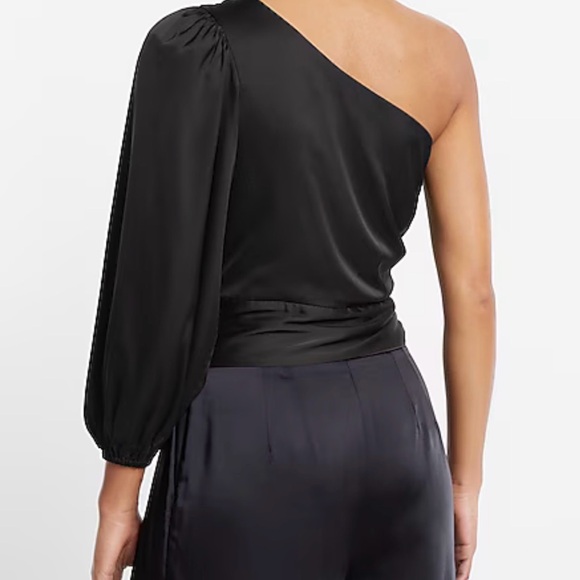 Express Satin One Shoulder Tie Waist Top NWT - Picture 3 of 5